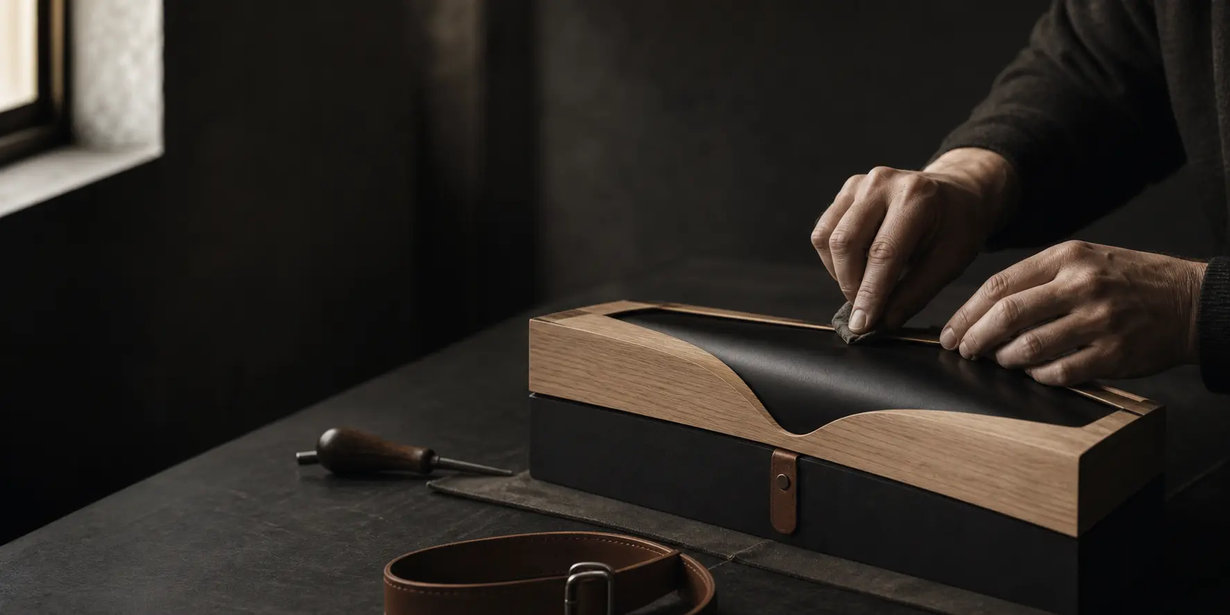 Artisans hand-finishing a premium presentation object