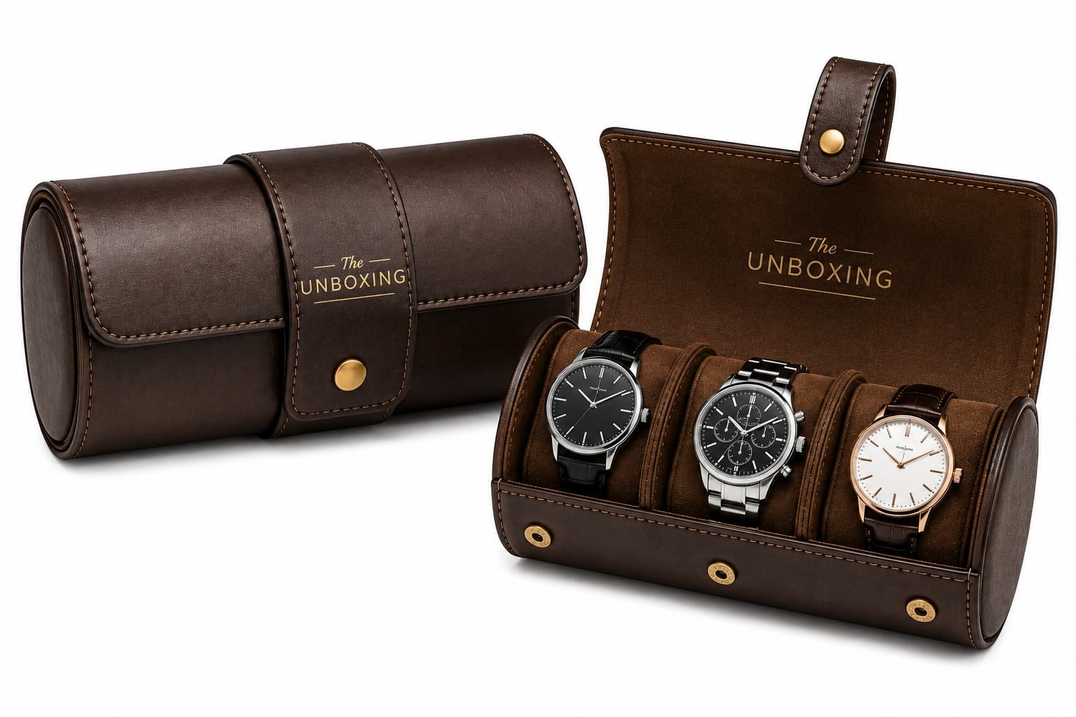 Personalized leather watch travel roll for executives