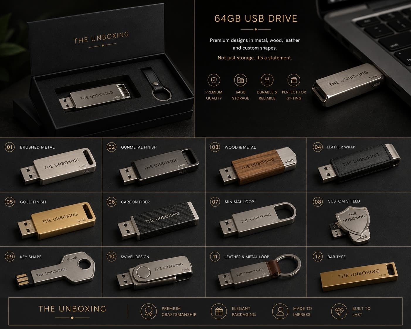 Metal, wood and leather USB drives suitable for high-volume gifting