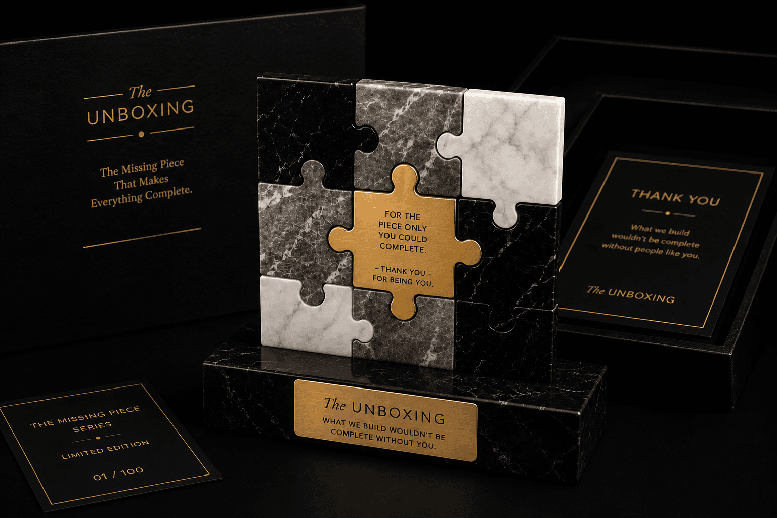Missing-piece marble sculpture for employee recognition
