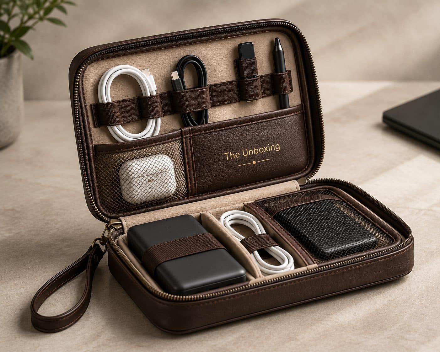 LEATHER TRAVEL TECH OGRANIZER