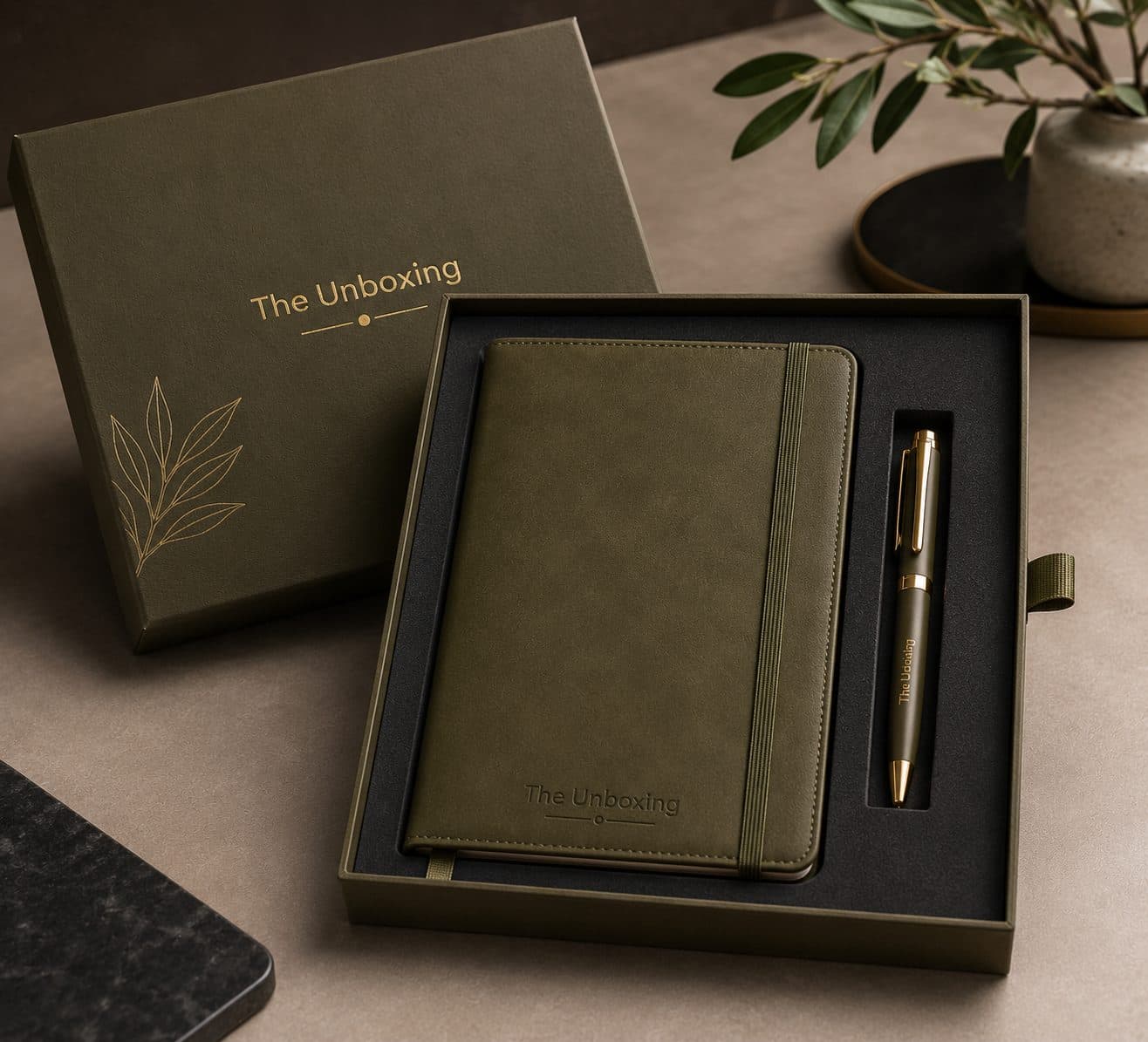 Olive Notebook and Pen Set