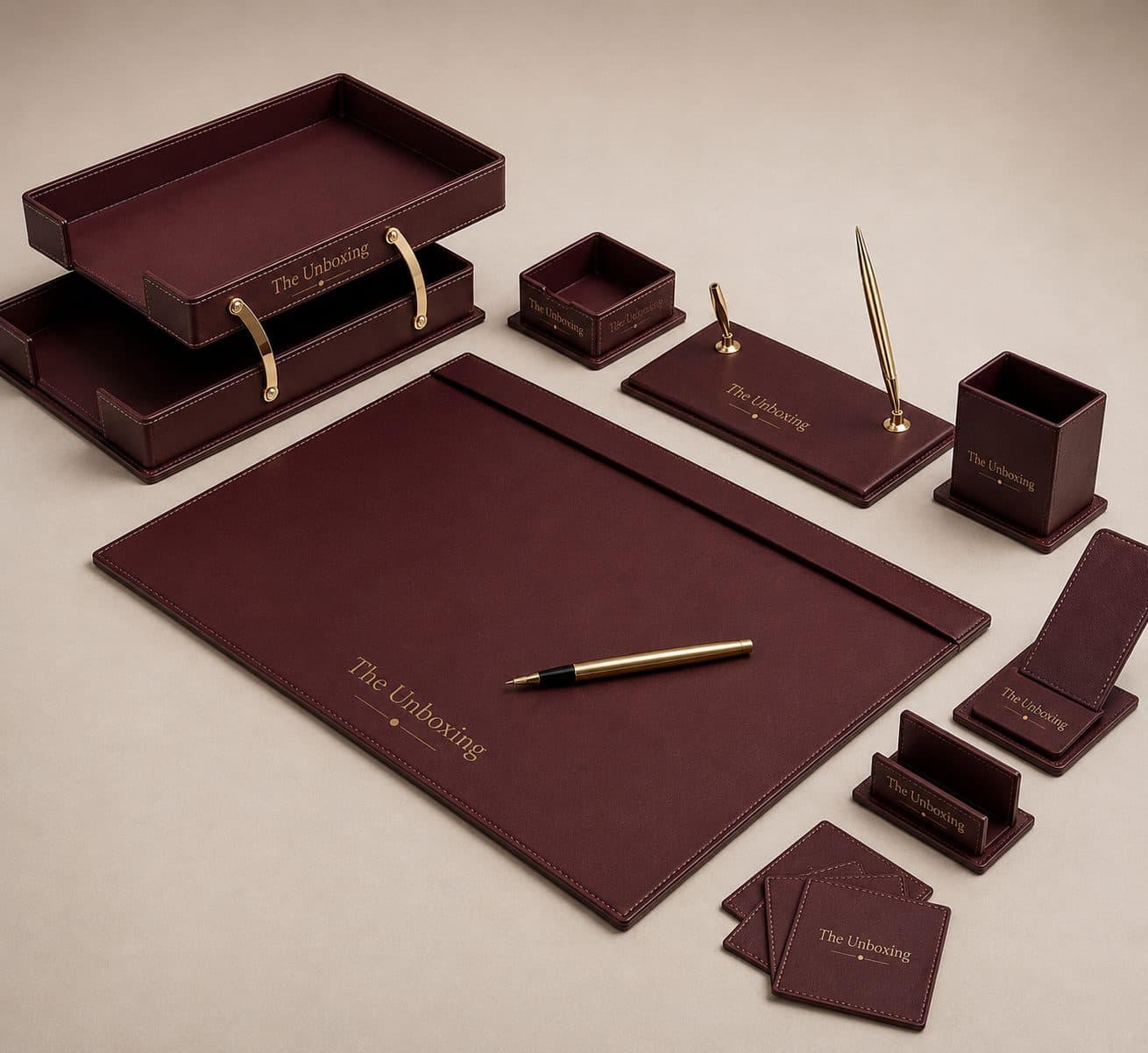 Leather Executive Desk Set
