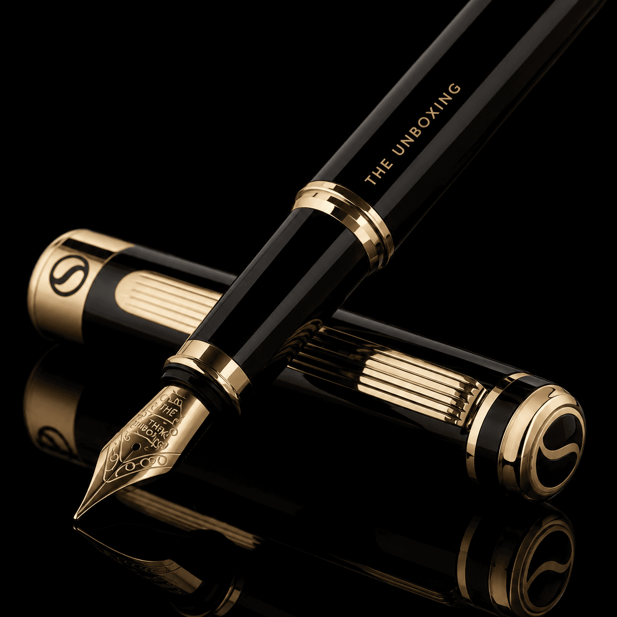 Black Gold Fluted Fountain Pen
