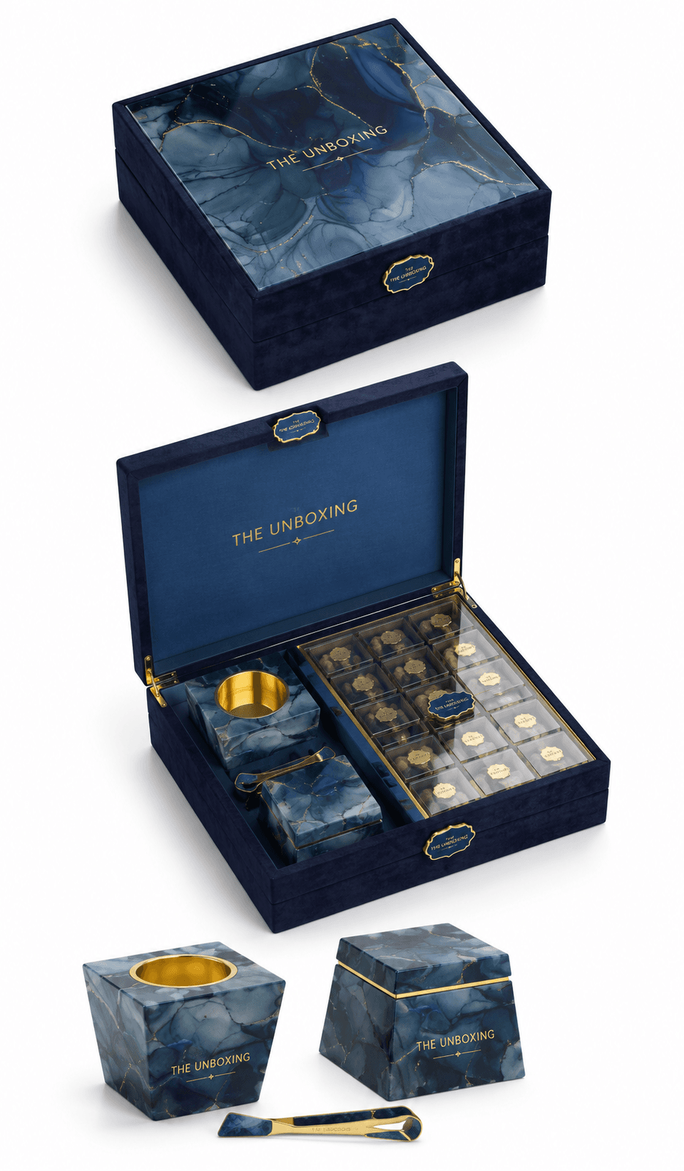Navy Marble Compartment Box