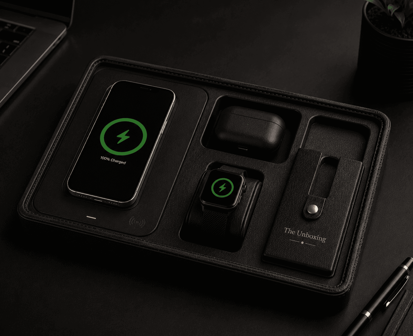 WIRELESS CHARGING VALET TRAYEverything in its place. Everything powered.
